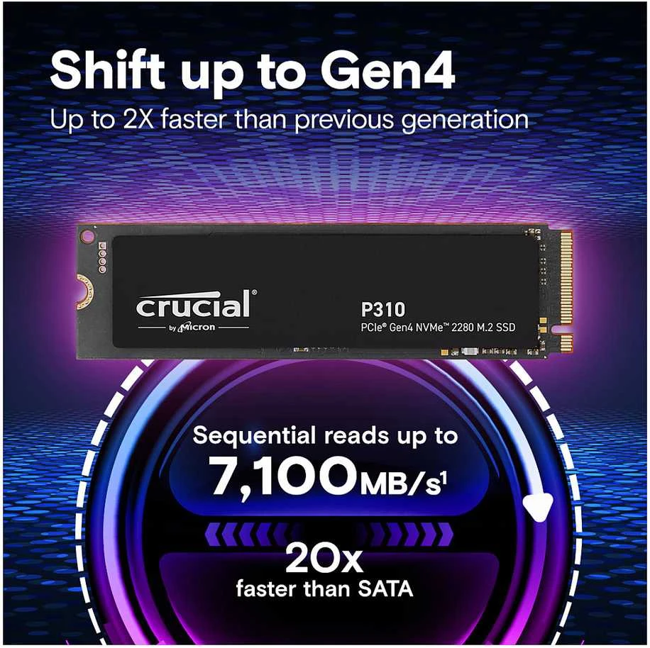 Crucial P310 1TB PCIe Gen4 NVMe M.2 SSD