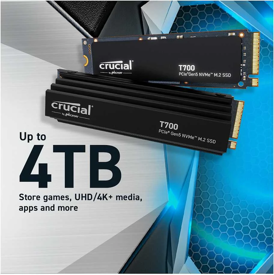 „Crucial T700 M.2 PCI-e 5.0 NVMe 1TB“ radiatorius