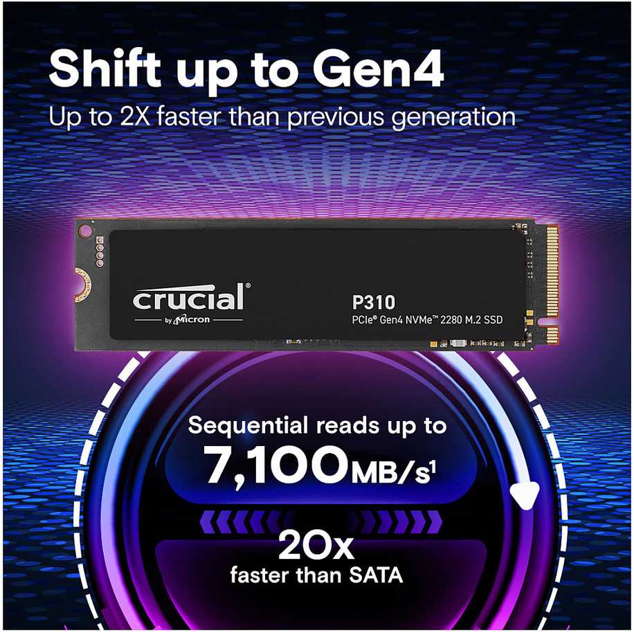 „Crucial P310“ – SSD – 1 TB – vidinis – M.2 2280 – PCIe 4.0 x4 (NVMe)