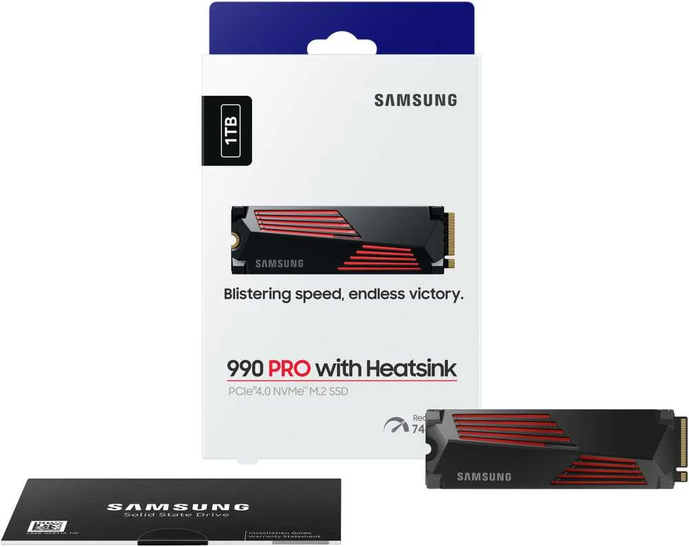 Vidinė atmintis Samsung 990 PRO with Heatsink PCIe 4.0 NVMe M.2, 1 TB, MZ-V9P1T0GW