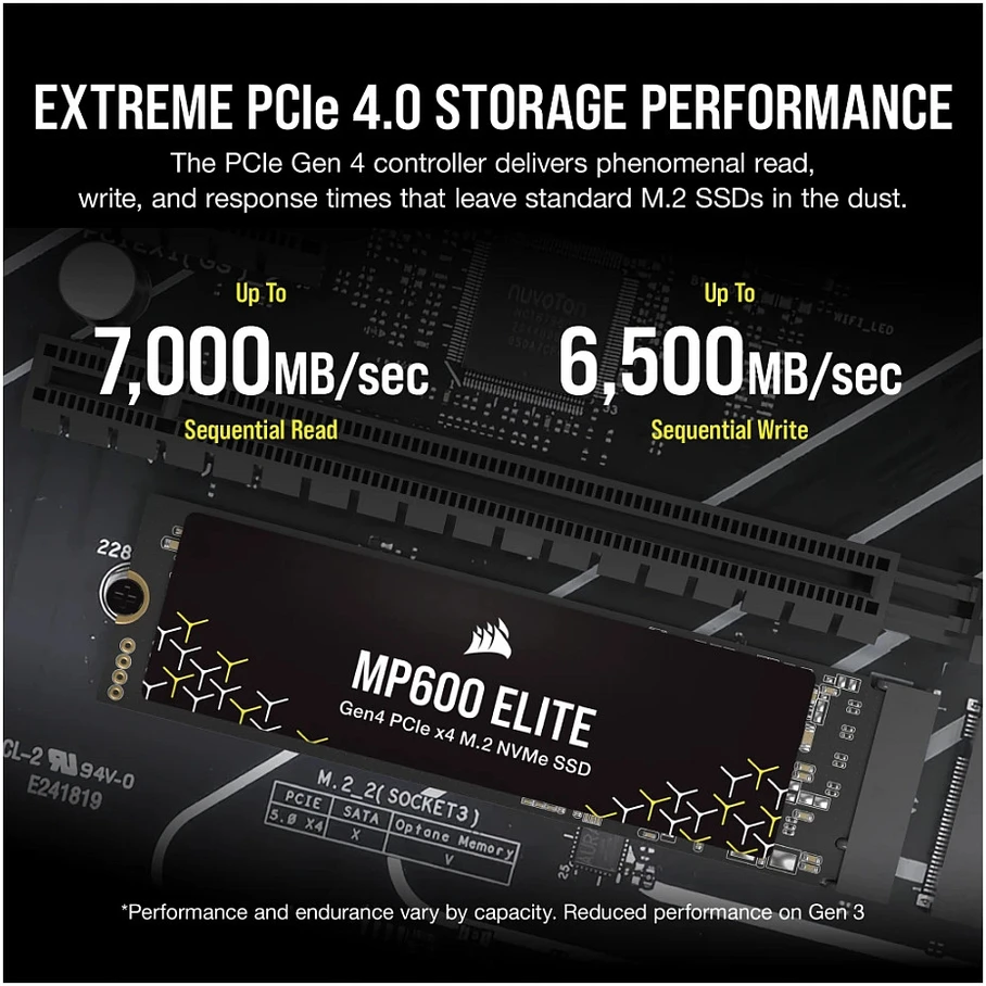 „Corsair MP600 Elite NVMe SSD“, PCIe 4.0 M.2 tipo 2280 – 2 TB