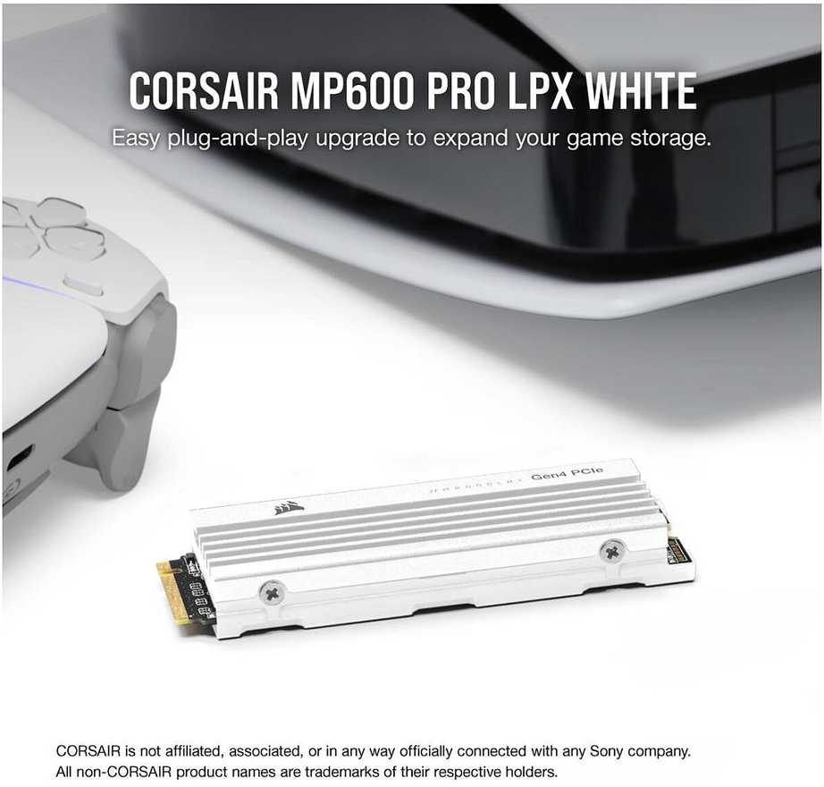 Corsair MP600 Pro LPX NVMe SSD, PCIe 4.0 M.2 Typ 2280 – 2 TB – baltas