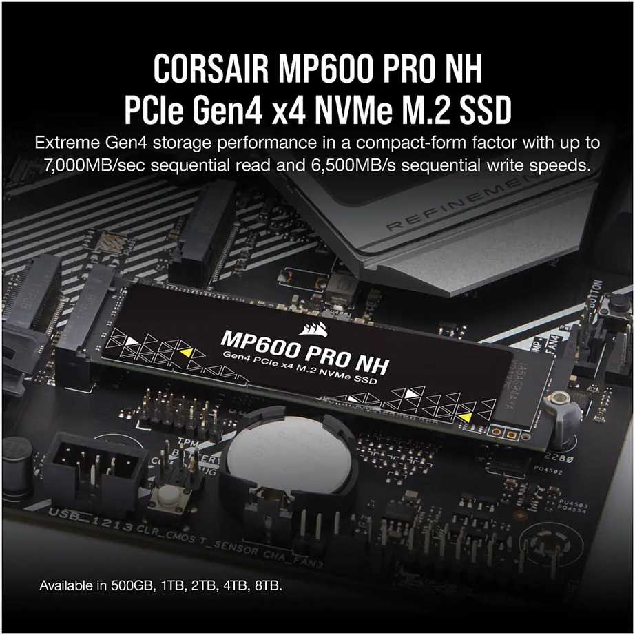 M.2 4TB CORSAIR PCI-E NVMe Gen4 MP600 PRO NH mažmeninė prekyba