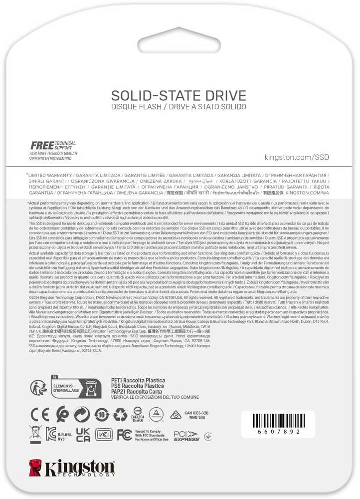 Kingston SSD 4TB NV3 M.2 2280 PCIe 4.0 NVMe SSD