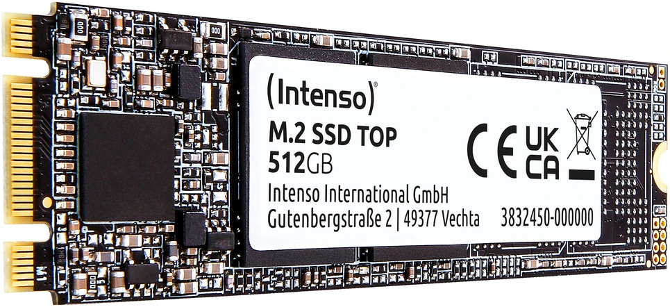 INTENSO 3832450 Intenso SSD M.2 SATA3 512GB, 520/420MBs, Atsparus smūgiams, Mažos galios