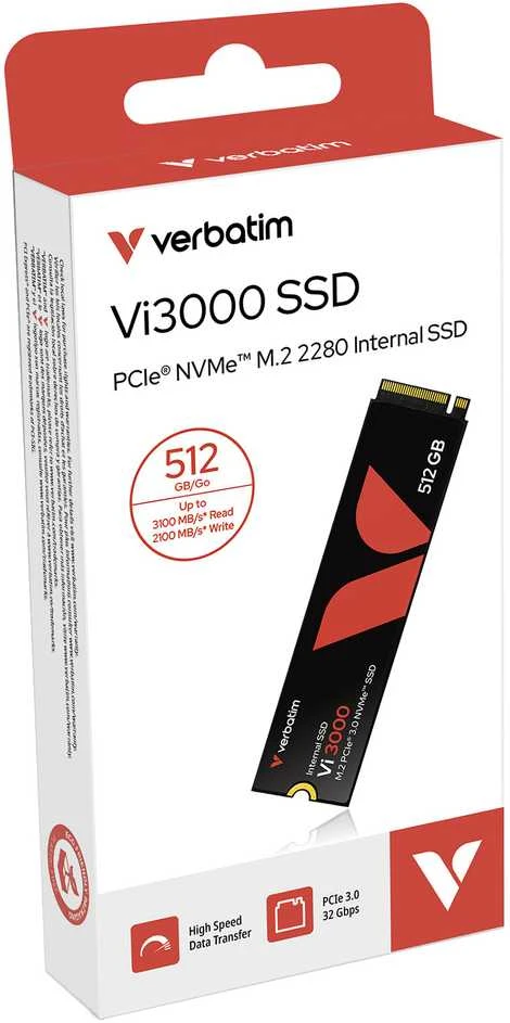 Verbatim Vi3000 512 GB, SSD - PCIe 3.0 x4, NVMe, M.2 2280