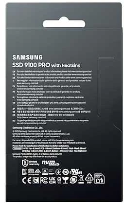 Samsung SSD | 9100 PRO With Heatsink | 8000 GB | SSD form factor M.2 2280 | Solid-state drive sąsaja PCIe 5.0 x4, NVMe 2.0 | Skaitymo greitis 14800 MB/s | Rašymo greitis 13400 MB/s
