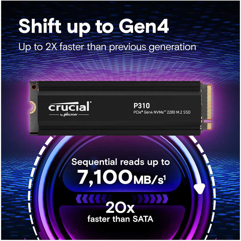 „Crucial P310 M.2 PCIe 4.0 NVMe 4TB“ aušintuvas