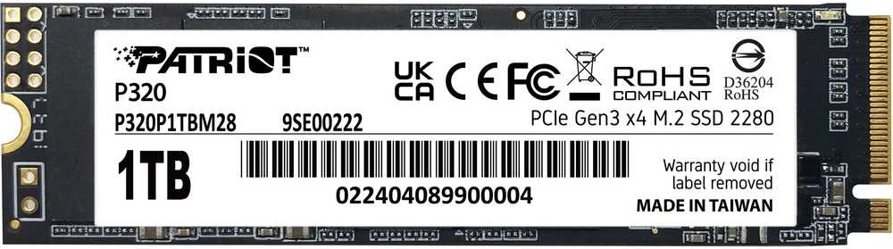 M.2 SSD diskas „Patriot Viper P320 1TB PCIe Gen 3“ 3000 MB/s 2200 MB/s