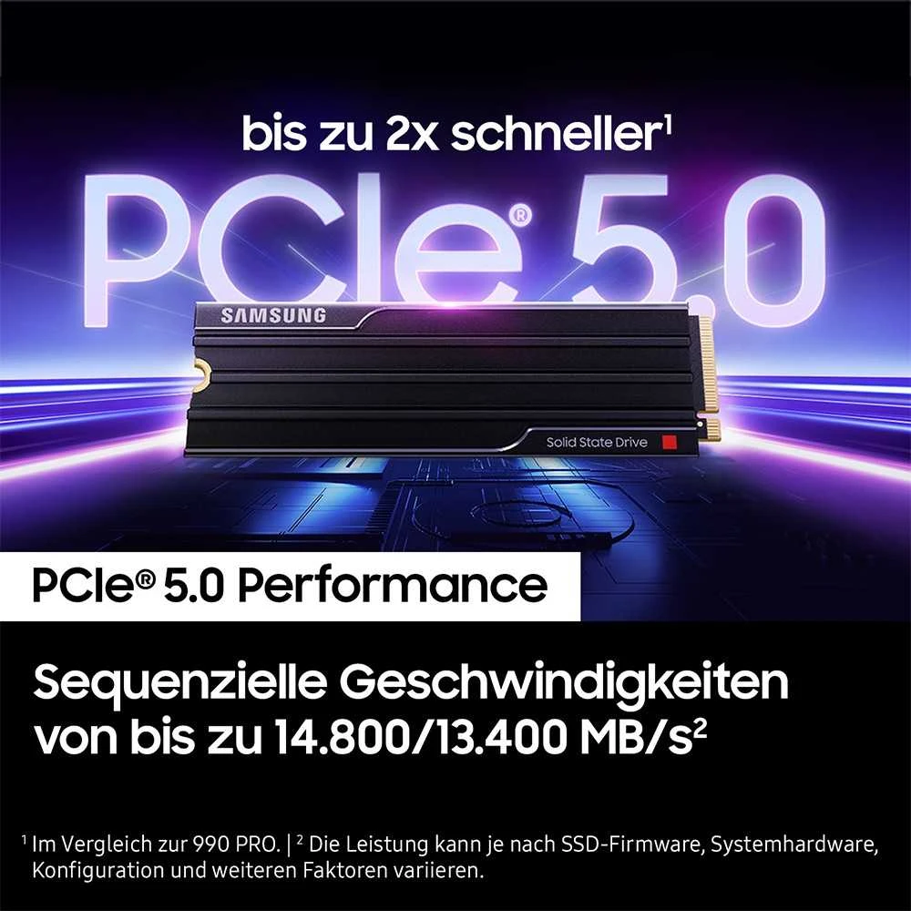 Samsung 9100 PRO With Heatsink | 1000 GB | SSD form factor M.2 2280 | Solid-state drive sąsaja PCIe 5.0 NVMe | Skaitymo greitis 14800 MB/s | Rašymo greitis 13400 MB/s