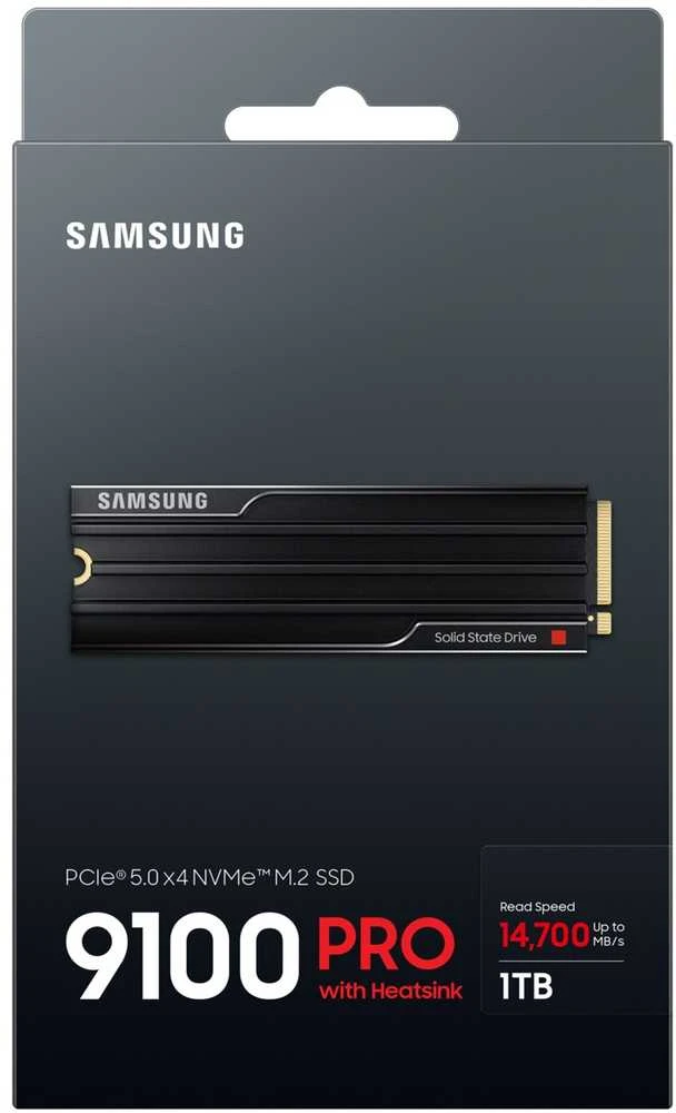 Samsung 9100 PRO With Heatsink | 1000 GB | SSD form factor M.2 2280 | Solid-state drive sąsaja PCIe 5.0 NVMe | Skaitymo greitis 14800 MB/s | Rašymo greitis 13400 MB/s