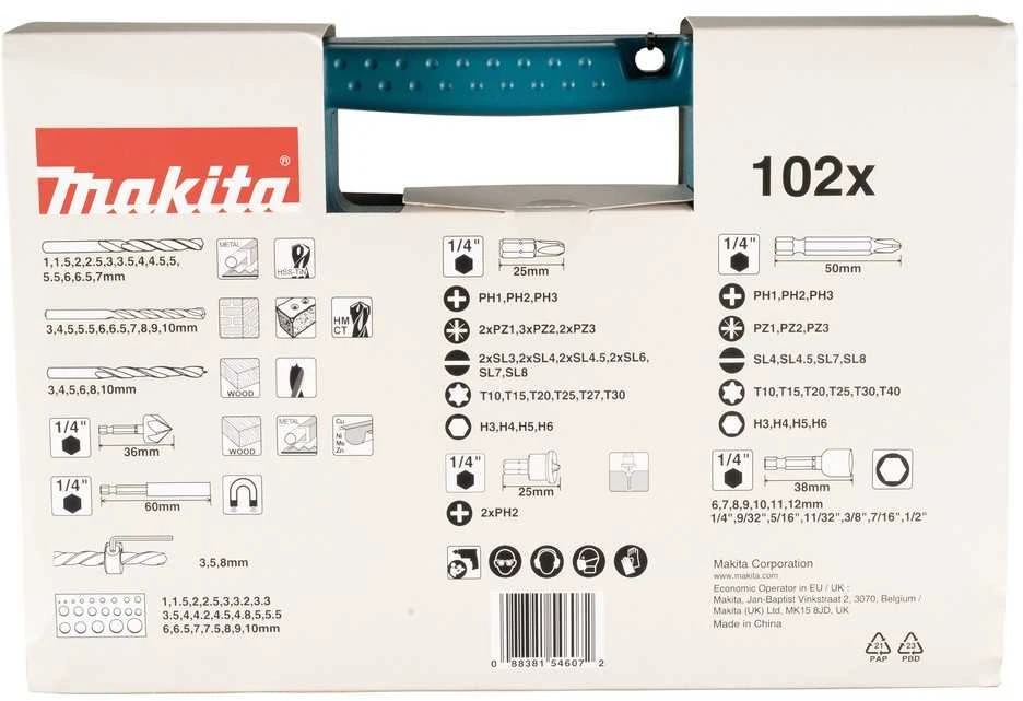 Grąžtas Makita B-68432 Sukimo antgalių komplektas 102 vnt.