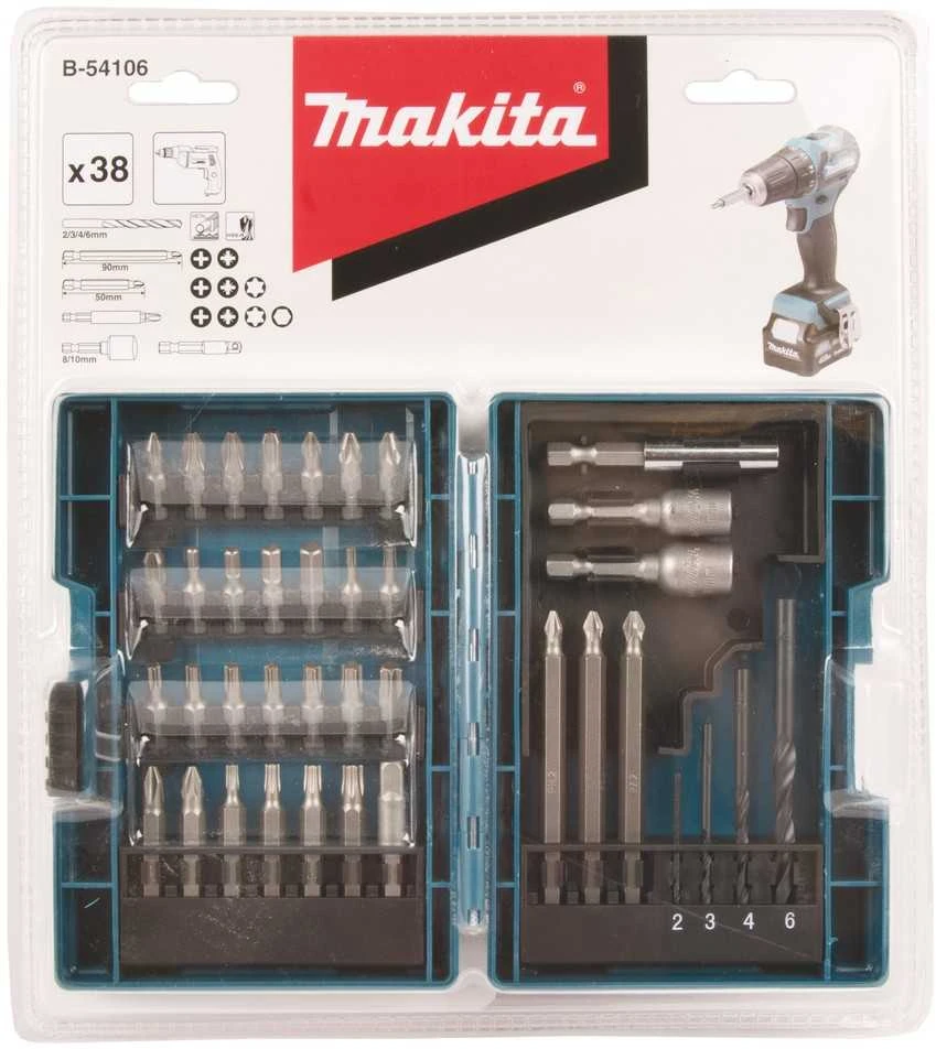 Makita Grąžtų / sukimo antgalių rinkinys B-54106 38 vnt. • Magnetinis laikiklis