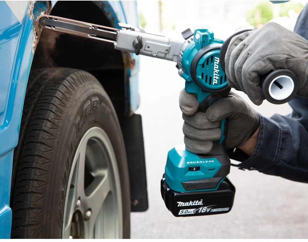 Makita DBS180Z Akumuliatorinis juostinis šlifuoklis, 18V, BL-motor, 9 x 533 mm, 1,8kg, Be akumuliatorių ir kroviklio!