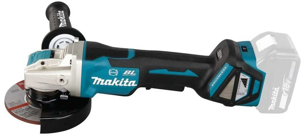 Makita DGA519Z Akumuliatorinis kampinis šlifuoklis, greičio reguliavimas 3000-8500min-1, 18V, ø125mm, X-LOCK, komplektuojama be akumuliatorių ir kroviklio!