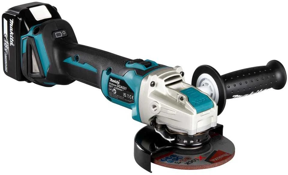 Makita DGA521ZX1 Akumuliatorinis kampinis šlifuoklis 18V, ø125mm, X-LOCK, 8500min-1, BL-motor, be akumuliatorių ir kroviklio!