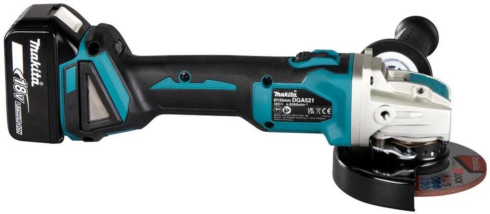 Makita DGA521ZX1 Akumuliatorinis kampinis šlifuoklis 18V, ø125mm, X-LOCK, 8500min-1, BL-motor, be akumuliatorių ir kroviklio!