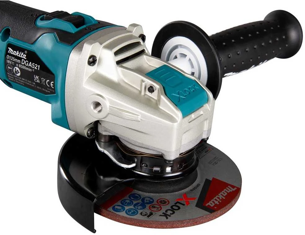 Makita DGA521ZX1 Akumuliatorinis kampinis šlifuoklis 18V, ø125mm, X-LOCK, 8500min-1, BL-motor, be akumuliatorių ir kroviklio!