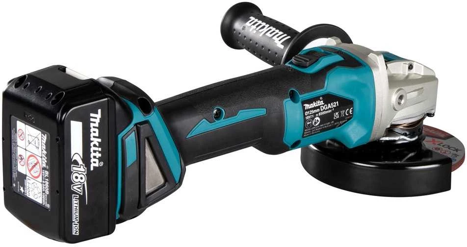 Makita DGA521ZX1 Akumuliatorinis kampinis šlifuoklis 18V, ø125mm, X-LOCK, 8500min-1, BL-motor, be akumuliatorių ir kroviklio!