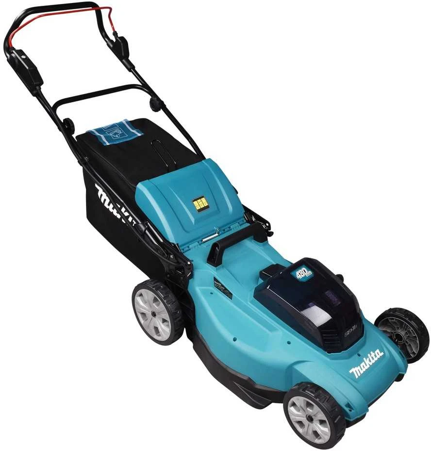 Makita DLM480Z akumuliatorinė vejapjovė 2 x 18 V, 48 cm, 4 viename (pjovimas / surinkimas / mulčiavimas / išmetimas į galą), 24,5kg, plastikinis korpusas, be akumuliatorinio ir krovinio