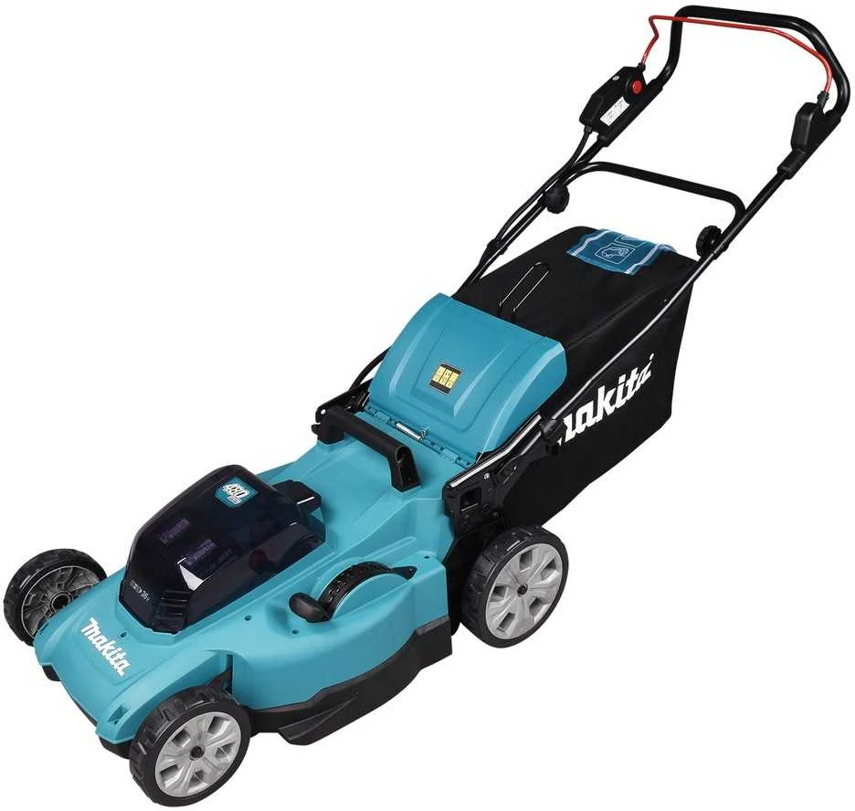 Makita DLM480Z akumuliatorinė vejapjovė 2 x 18 V, 48 cm, 4 viename (pjovimas / surinkimas / mulčiavimas / išmetimas į galą), 24,5kg, plastikinis korpusas, be akumuliatorinio ir krovinio