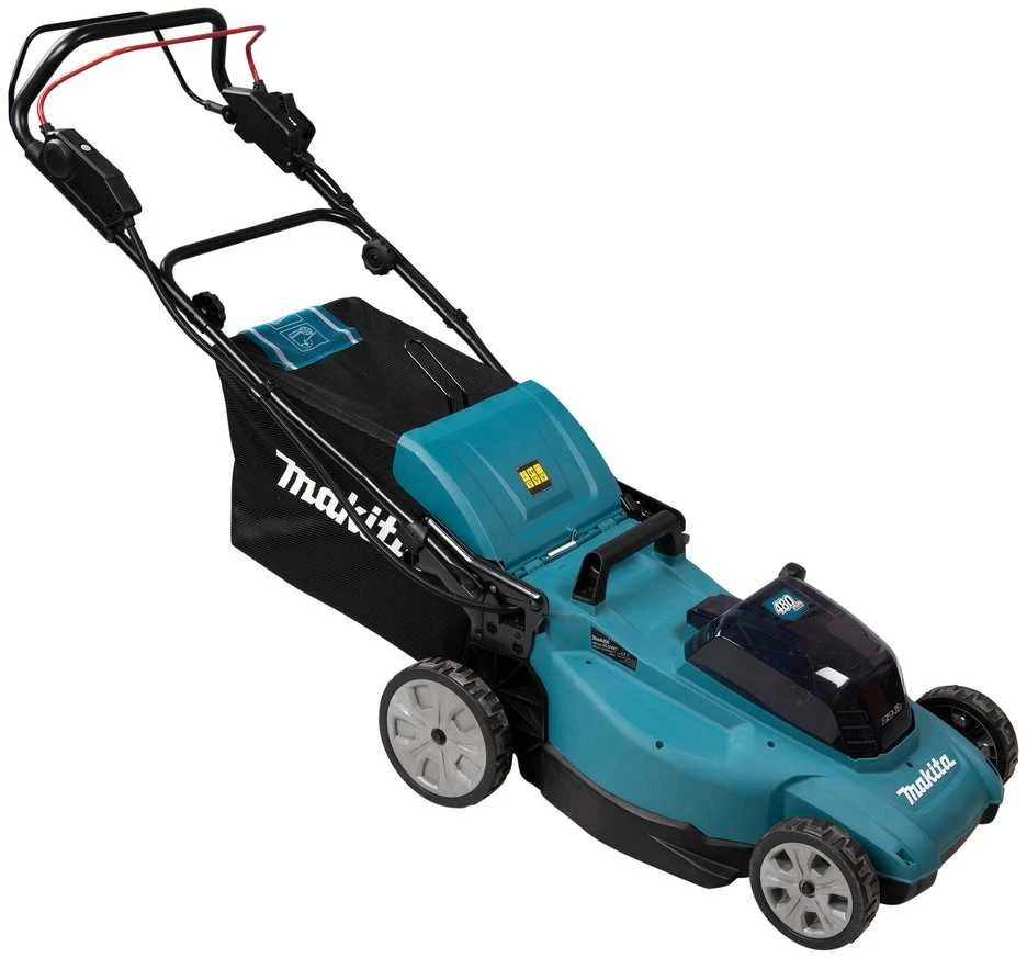 Makita DLM481Z akumuliatorinė vejapjovė 2x18V, 48cm, savaeigė, 4 viename (pjovimas/rinkimas/mulčiavimas/galinis išmetimas), 27,1kg, plastikinis korpusas, be akumuliatorinio ir krovinio
