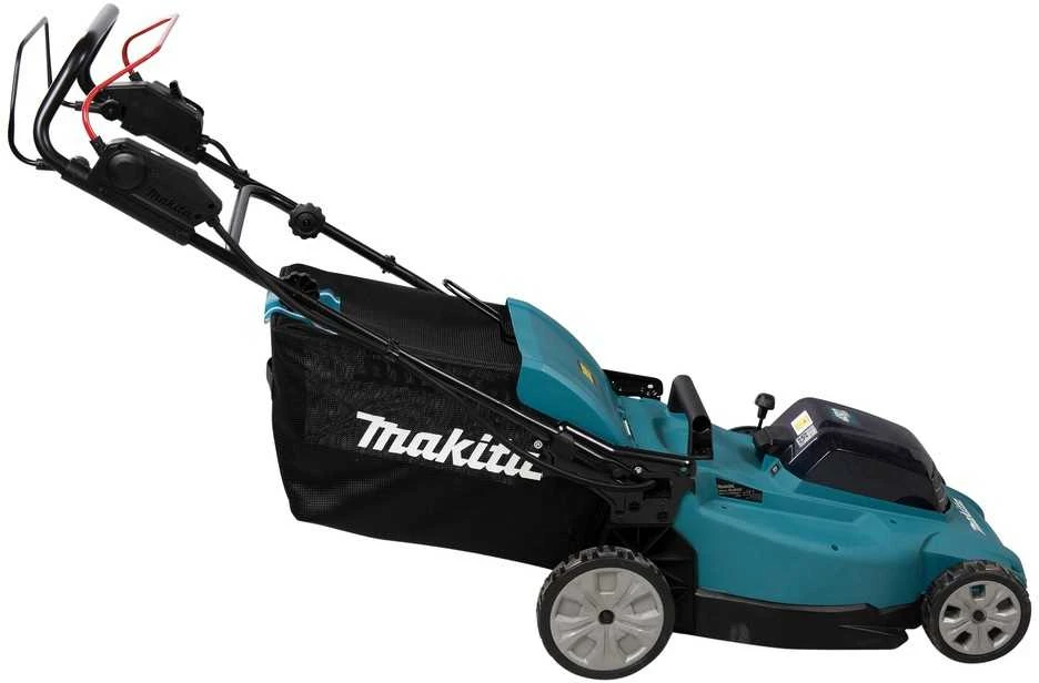 Makita DLM481Z akumuliatorinė vejapjovė 2x18V, 48cm, savaeigė, 4 viename (pjovimas/rinkimas/mulčiavimas/galinis išmetimas), 27,1kg, plastikinis korpusas, be akumuliatorinio ir krovinio