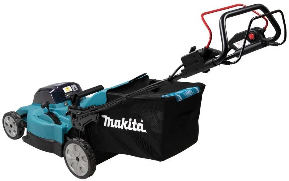 Makita DLM481Z akumuliatorinė vejapjovė 2x18V, 48cm, savaeigė, 4 viename (pjovimas/rinkimas/mulčiavimas/galinis išmetimas), 27,1kg, plastikinis korpusas, be akumuliatorinio ir krovinio