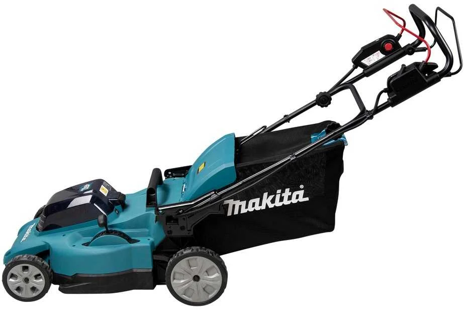 Makita DLM481Z akumuliatorinė vejapjovė 2x18V, 48cm, savaeigė, 4 viename (pjovimas/rinkimas/mulčiavimas/galinis išmetimas), 27,1kg, plastikinis korpusas, be akumuliatorinio ir krovinio