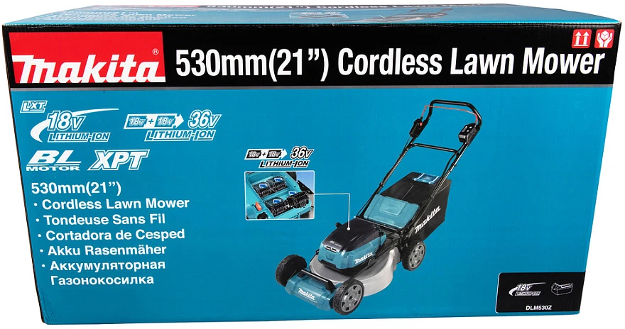 Makita DLM530Z Akumuliatorinė vejapjovė 18V X2 | 53cm | 70 L (Be akumuliatorių ir kroviklio)