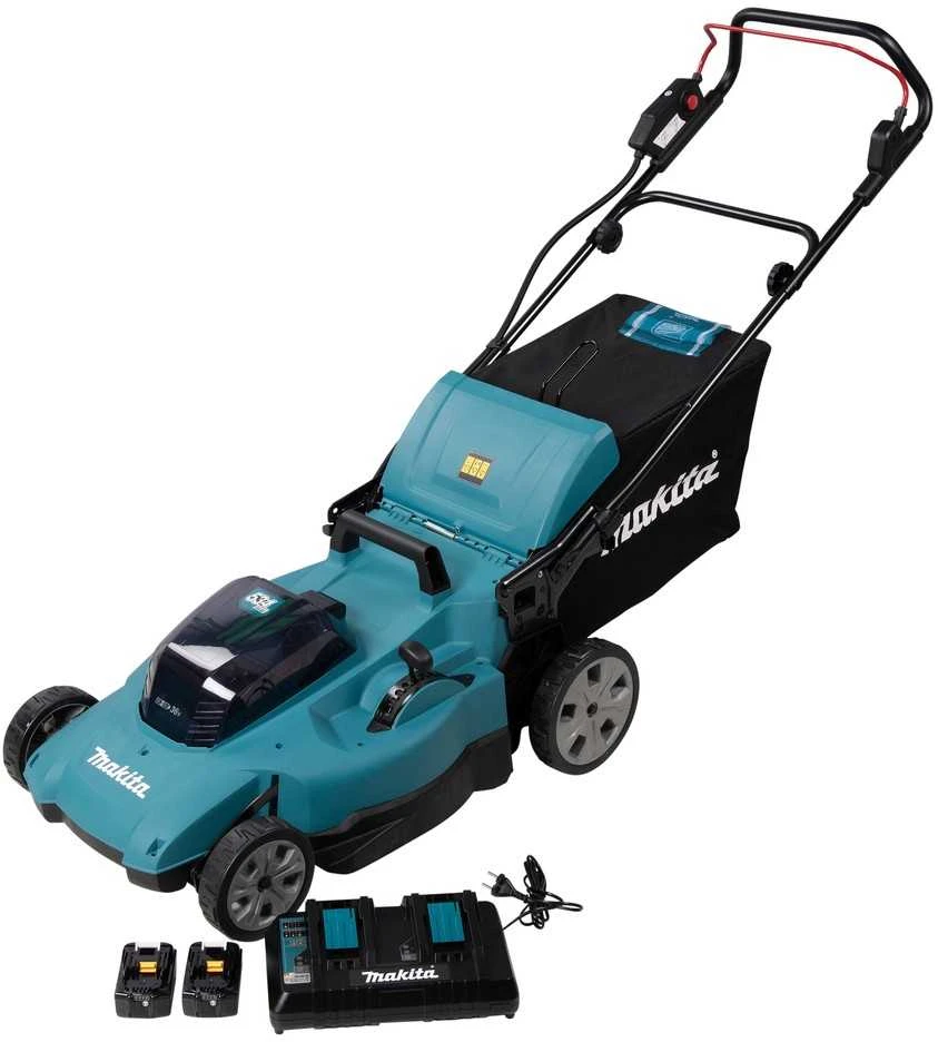 Makita DLM538Z akumuliatorinė vejapjovė 2 x 18 V, 53 cm, 4 viename (pjovimas / surinkimas / mulčiavimas / išmetimas į galą), 25,5kg, plastikinis korpusas, be akumuliatorinio ir krovinio