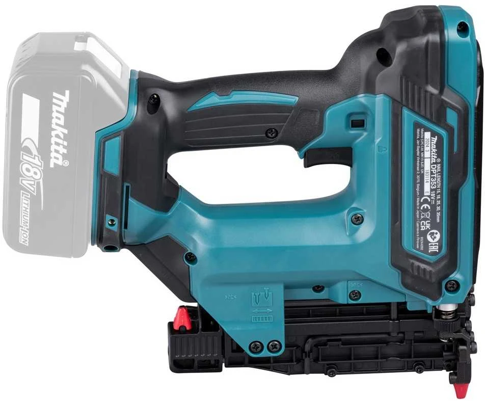 Makita DPT353Z Akumuliatorinis viniakalis 18V Li-Ion; 23 GA; 15/18/25/30/35mm; Be akumuliatorių ir kroviklio!