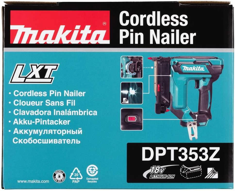 Makita DPT353Z Akumuliatorinis viniakalis 18V Li-Ion; 23 GA; 15/18/25/30/35mm; Be akumuliatorių ir kroviklio!