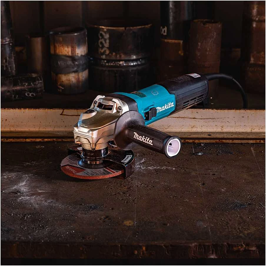Makita GA5091X01 Kampinis šlifuoklis, 1900 W, 125 mm, SJS², AFT, Mechaninis stabdys, 2800-11500 min-1, antivibracinė šoninė rankena