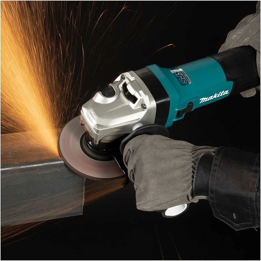 Makita GA5091X01 Kampinis šlifuoklis, 1900 W, 125 mm, SJS², AFT, Mechaninis stabdys, 2800-11500 min-1, antivibracinė šoninė rankena
