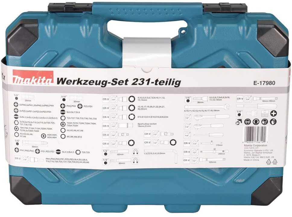 Įrankių rinkinys Makita, E-17980, 231 vnt.