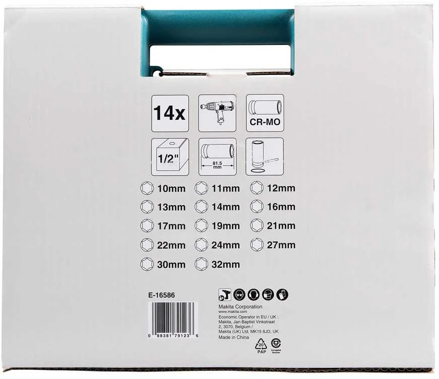 Makita Sukimo antgalių komplektas 14 vnt. 1/2''x 81,5mm E-16586
