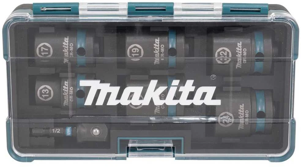 Makita E-16592 Smūginių sukimo galvų komplektas 7 vnt. 1/2''x 38mm ( 13, 17, 19, 21, 22, 24mm) + Adapteris 1/2"x50mm