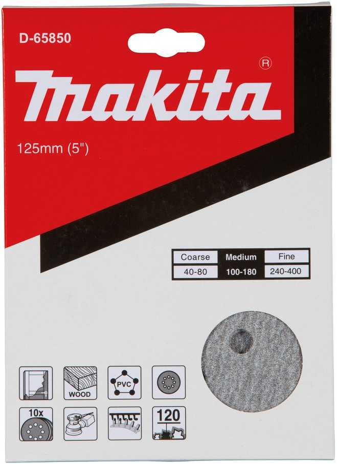 Makita šlifavimo popierius Kl 125mm K120(10)
