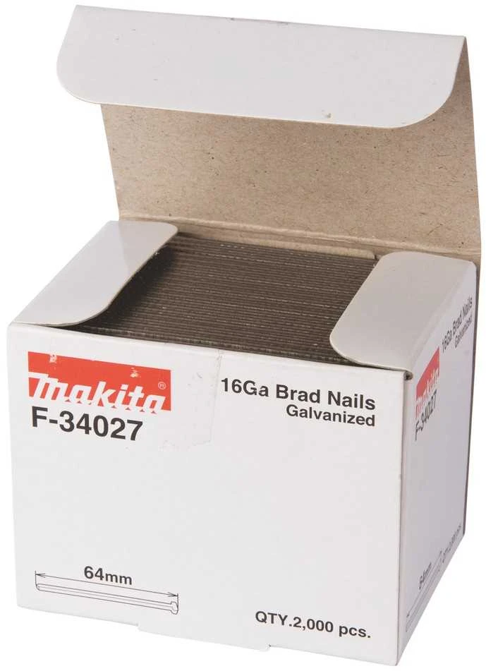 Makita Smeigės 1,6X64mm 16ga 2000vnt. AF600, GF600 F-34027 Smeigės 1,6X64mm 16ga 2000vnt. AF600, GF600