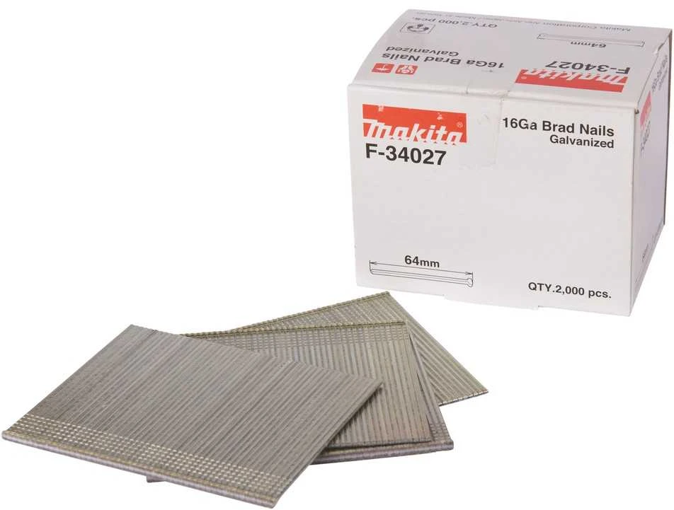 Makita Smeigės 1,6X64mm 16ga 2000vnt. AF600, GF600 F-34027 Smeigės 1,6X64mm 16ga 2000vnt. AF600, GF600