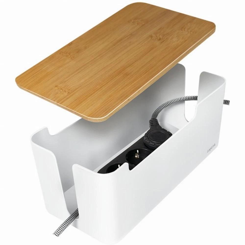 LOGILINK KAB0075 Kabelių dėžutė 320x140x130 mm baltas su bambukiniu dangteliu
