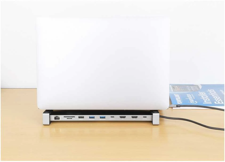 Manhattan 190398 knyginių kompiuterių dokas / jungčių replikatorius Vielinis USB 3.2 Gen 1 (3.1 Gen 1) Type-C Pilka