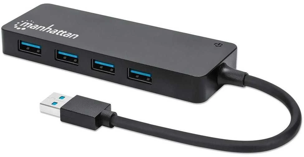 Manhattan 164900 sąsajos šakotuvas USB 3.2 Gen 1 (3.1 Gen 1) Type-A 5000 Mbit/ai Juoda