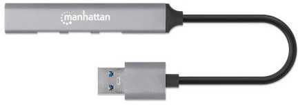 Manhattan Manhattan 168427 šakotuvai ir koncentratoriai USB 3.2 Gen 1 (3.1 Gen 1) Type-A 5000 Mbit/s pilka