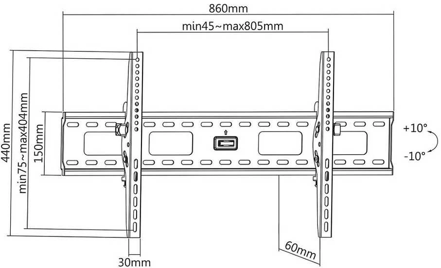 Manhattan sieninis laikiklis 423830 37 '' - 70 ''