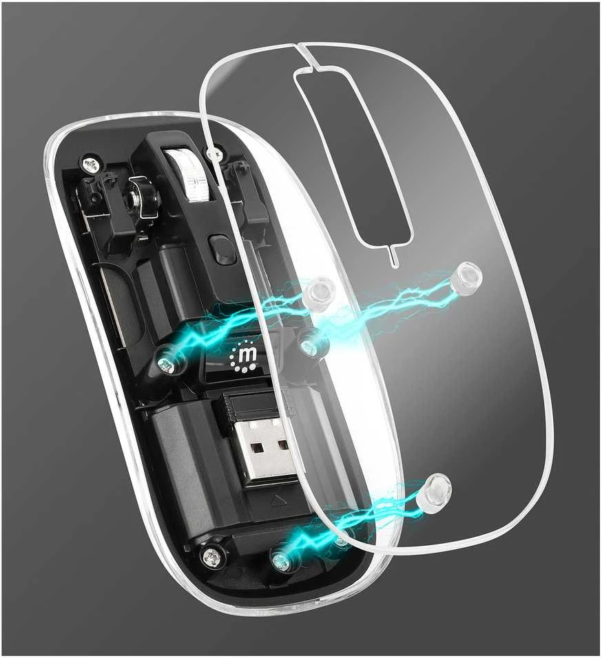 Pelė Manhattan Funkmaus USB-A 4 przyciski RGB LED juoda permatomas