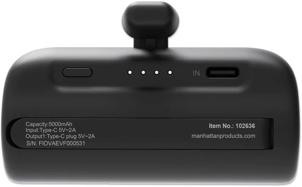Powerbank Manhattan 5000mAh Juodas (102636)