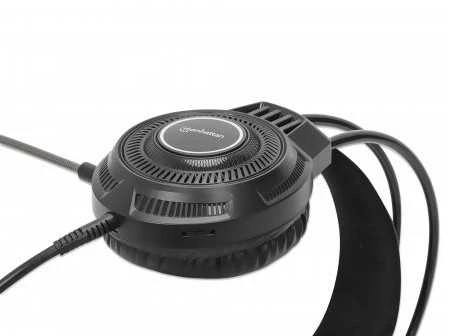 Ausinės Manhattan RGB LED Over-Ear USB Gaming ausnės, su laidu, USB-A Plug, Mikrofonas, Integrated Volume Control, 2.0m, Juodas, 180696