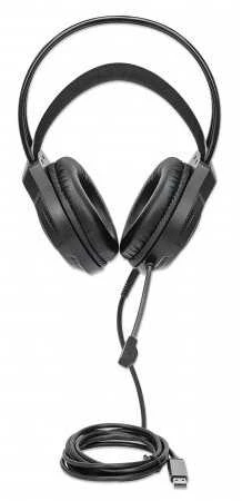 Ausinės Manhattan RGB LED Over-Ear USB Gaming ausnės, su laidu, USB-A Plug, Mikrofonas, Integrated Volume Control, 2.0m, Juodas, 180696
